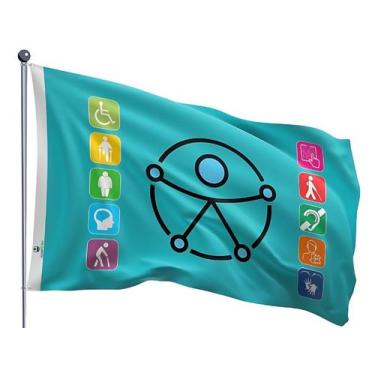Imagem de Bandeira ONU Símbolo Acessibilidade Uma Face Estampada Tamanho 90x128c