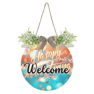 Imagem de SEHANY Guirlandas de outono para decoração de porta da frente, letreiro de boas-vindas de abóboras de madeira rústica para pendurar no dia de Ação de Graças para decoração de festas ao ar livre