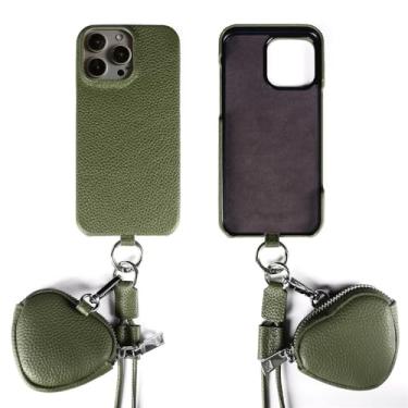 Imagem de Cordão transversal para iPhone 16 Pro Max 15 Pro 11 13 12 14 Pro, capa protetora com alça de ombro, verde exército 6322, para iPhone 16e