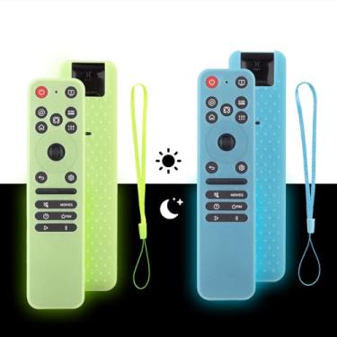 Imagem de Capa de silicone para controle remoto LG MR25GA MR235GA, compatível com Smart TV LG OLED 2025 série C5 B5 G5 M5 capa protetora antiderrapante para controle remoto (verde brilhante + azul brilhante)