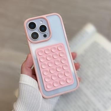 Imagem de IRTGFG Capa protetora para iPhone 16E Candy Bumper com ventosa e airbag transparente à prova de choque (para iPhone 16E/rosa)