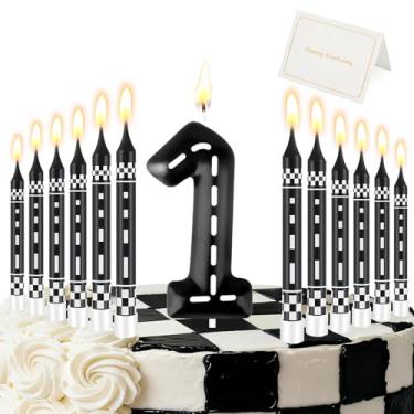 Imagem de Vela número de vela de aniversário de corrida (número 1, preta)