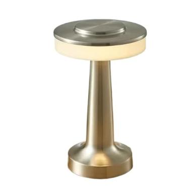 Imagem de Luminária de Mesa Touch LED Recarregável Sem Fio - Candeeiro Dimerizável em Alumínio- Ideal para Escritório e Decoração(Prata)