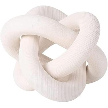 Imagem de Decoração de Elo Corrente Madeira Nó 3 Elos Decorativa Mesa Café Nós Objeto Decorativo para Sala Estar