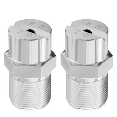 Imagem de Skweawert Ponta de pulverização de ventilador plano de 80 graus, rosca macho 1/8 BSPT 2,8 mm de diâmetro do orifício, bocais de pulverização de aço inoxidável para vassoura de água e limpador de