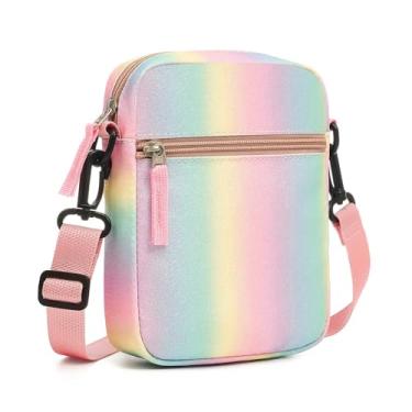 Imagem de sveter Bolsa infantil para meninas, bolsa tiracolo colorblock para crianças de 8 a 10 anos, 10 a 12 anos, Glitter rosa arco-íris