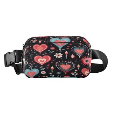 Imagem de CEBUGI Mini pochetes de caminhada para homens e mulheres, dia dos namorados, corações modernos, resistentes à água, com cinto ajustável para treino, viagem, corrida