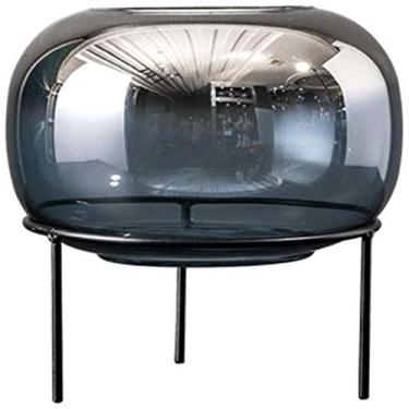 Imagem de YYBOES Vaso de vidro para vaso de flores, arranjo de flores de vidro transparente, decoração de casa, sala de estar, planta, flor, tamanho grande, prata, 24 x 24 cm, decoração de casa (tamanho: C: 24