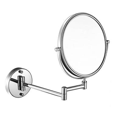 Imagem de YYBOES Espelho cone de dupla face, espelho expansível 10x, espelho de maquiagem montado na parede, espelho dobrável, espelho giratório de banheiro de banheiro de 360 graus