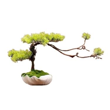 Imagem de Simulação de plantas em vaso, árvore de bonsai, vaso de flores de cerâmica, simulação de bonsai, conjunto de decoração de planta falsa, sala de estar, decoração de mesa, pinheiro, planta falsa