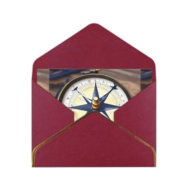 Imagem de SKKNT Cartões de felicitações com impressão de bússola de barco à vela para todas as ocasiões, convites de festa de aniversário de casamento, 12,7 x 15,2 cm