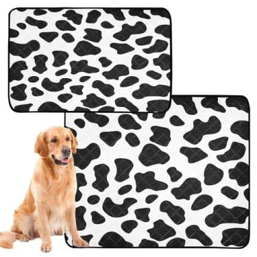 Imagem de CEBUGI Almofadas de xixi laváveis para cães, pacote com 3, almofadas impermeáveis para filhotes de cachorro, antiderrapante, à prova de vazamento, para cama de cercadinho, estampa de vaca preta e