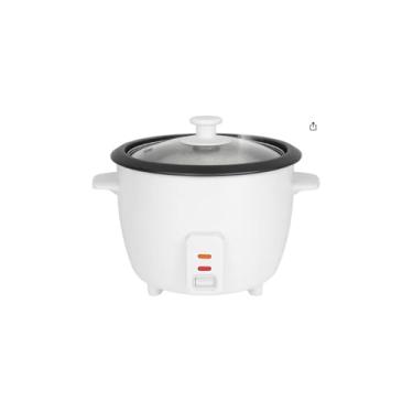 Imagem de Panela de Arroz Elétrica 1,3L, 400W, 220V, Branca, com Tampa de Vidro, Revestimento Antiaderente, Inclui Bandeja Vapor e Copo Medidor