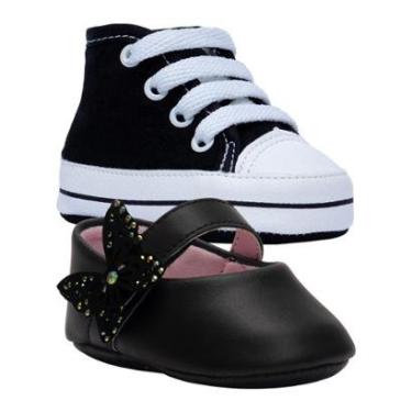 Imagem de Kit Sapatilha E Tenis Sapatinho Bebe Moda Recem Nascido K41-Feminino