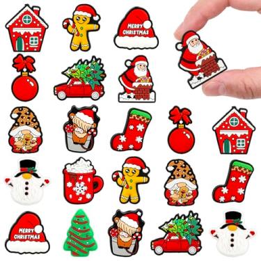 Imagem de FYSUIMU 12 peças de contas focais de silicone para Natal, árvore de gnomo, Papai Noel, contas soltas de borracha para o inverno, férias, artesanato, caneta, chaveiro, acessórios