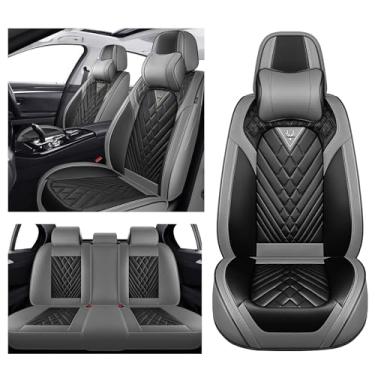 Imagem de Mascys Capas de assento de carro para Dodge Durango 2000-2026, capa de assento completa de couro napa impermeável com encostos de cabeça, protetor de assento automotivo antiderrapante e confortável e