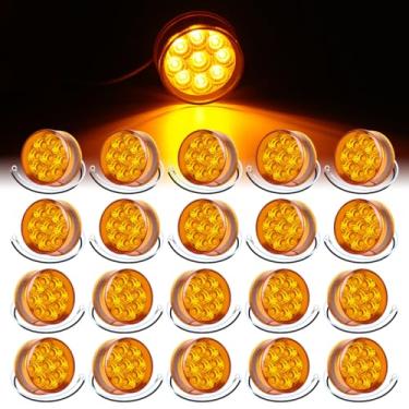 Imagem de TMH 20 peças de mini marcadores laterais redondos de 5 cm com refletores de luzes de folga de 9 LEDs, trança de arame selada à prova d'água para caminhão de reboque, furgão, barco, pick-up, 12 V CC