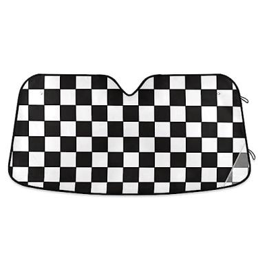 Imagem de Protetor solar de carro grade preta e branca, persiana de janela de carro, proteção UV do carro