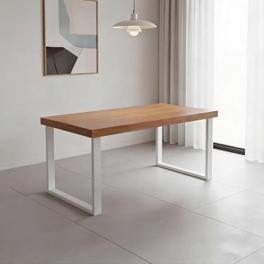 Imagem de Mesa Industrial para Área Gourmet Madeira Maciça Bernardo com Ferragem 1,30m Branco