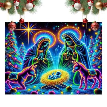 Imagem de Tapeçaria Da Natividade | Ornamento Festivo Reutilizável - Tapete De Parede Da Cena Da Natividade - Para Igreja Sala De Jantar Quarto Sala De Estar Festa Reunião Familiar Fotografia