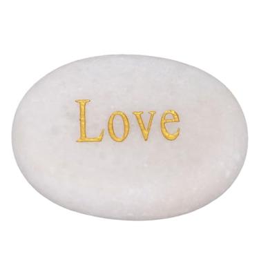 Imagem de Pedra de mármore SIWOTED gravada inspiradora natureza decoração com pedras preciosas presente artesanal para amigos da família (amor)