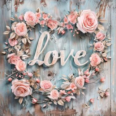 Imagem de Conjunto de 1 capa de almofada decorativa Love para sofá quadrada para dia dos namorados, capa de almofada para casa de fazenda ao ar livre, sofá, sala de estar, quarto, decoração de casa 46 x 47 cm