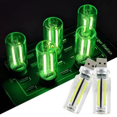 Imagem de 2 peças de luzes USB para carro, mini garrafa de vidro retrô regulável ao toque, luz noturna ambiente de LED para interior de veículos, quarto, corredor, acampamento, decoração de férias e festas