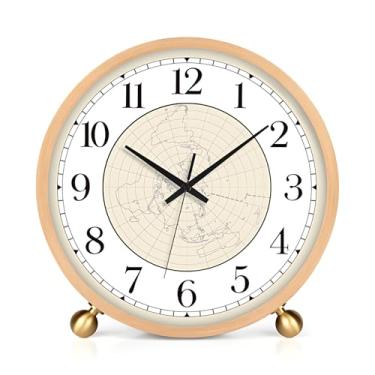 Imagem de Maxspace Relógio de mesa - Relógio de mesa silencioso de 20 cm, sem tique-taque, relógio de mesa, decoração operada por bateria, relógio redondo para sala de estar, escritório, decoração de quarto