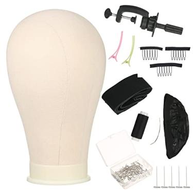 Imagem de Manequim de Peruca Tela Bloco para Fabricação Exibição Estilização Leve Fácil Transportar Limpar Estável Base Suporte Atualizada Adequado Salão e Uso Pessoal em Casa