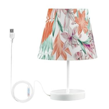 Imagem de GAIGEO Abajur de mesa vintage laranja verde personalizado moderno candeeiro de mesa de cabeceira lâmpada de cabeceira USB lâmpadas decorativas brilhantes, bases e persianas