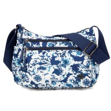Imagem de Pealwel Bolsa tiracolo casual com bolso antifurto - Bolsa feminina leve e resistente à água, Flor, Moda casual