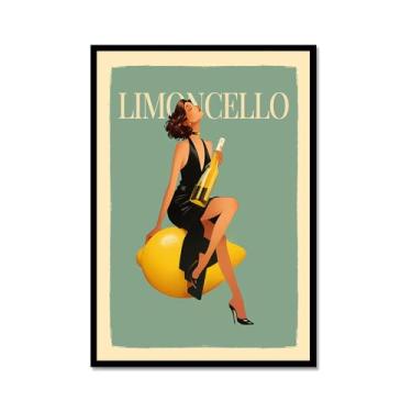 Imagem de Pôster em tela de licor de limão mulher sexy sentada em limões Limoncello cozinha arte de parede impressão de imagem moderna criatividade sala de jantar decoração de bar (SKU3,16x24" = (40x60 cm