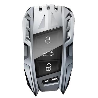 Imagem de Capa de chave remota de carro em liga de zinco compatível com VW Passat B8/Magotan compatível com Skoda Kodiaq/Superb A7/capa de chave inteligente(Silvery)