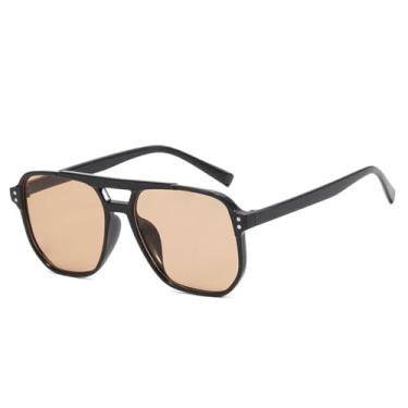 Imagem de Óculos de Sol Femininos com Ponte Dupla, Estilo Punk e Rebites, Proteção UV400, Ideais para Esportes ao Ar Livre, Corrida e Ciclismo, Cor Chá Preto