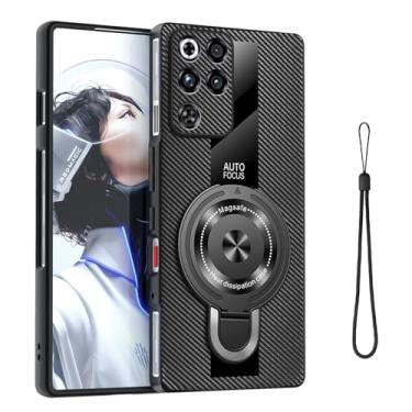 Imagem de YAJOJO Capa magnética para ZTE Nubi RedMagic 11 Pro+/RedMagic 11 Pro com suporte, capa protetora de couro premium, [Suporte] [Magnético], textura preta