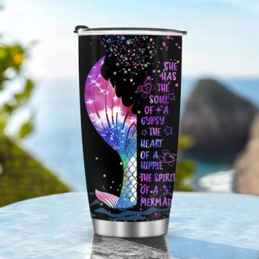 Imagem de Copos isolados de 590 ml Caneca Copo Elegante Aniversário Presentes de Natal para Mulheres Mãe Meninas Filha Acessórios Essenciais de Viagem Must Have Cold Iced Handle Mermaid