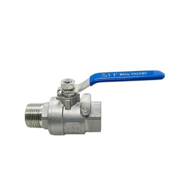 Imagem de 1/2 3/4 1 1-1/4 1-1/2 2 polegadas duas peças interior fio externo válvula de esfera 304 aço inoxidável duas peças 1 peça (1/5.1 cm)