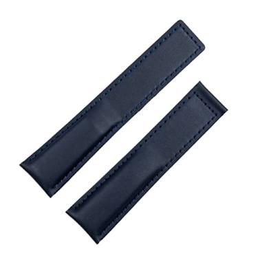 Imagem de Clouism Acessórios de relógio para TAG HEUER Pulseira MONACO CARRERA Pulseira de couro fosco de qualidade de bezerro 22 mm (azul azul, com fivela prata)