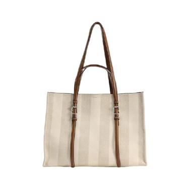 Imagem de Clouism Bolsa de lona de grande capacidade feminina contrastante retrô portátil bolsa mensageiro de um ombro para viagem em sala de aula