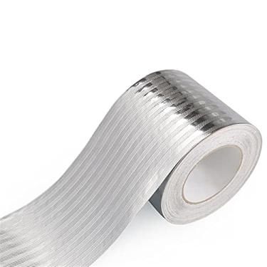 Imagem de Faixa de borda de parede autoadesiva de 5 metros, decoração de borda de parede, painéis de parede de PVC, borda de teto, moldura de porta, linha de cintura, decoração de interiores (faixa prateada, 15