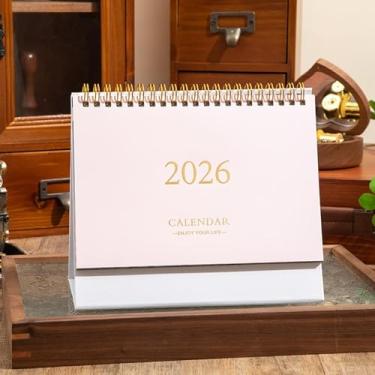 Imagem de Calendário de mesa 2026 em pé, dobrável, colorido, calendário mensal para mesa com adesivos, anel de metal, encadernação de fio duplo para escritório, escola, casa