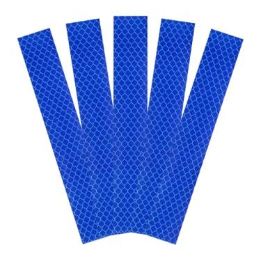 Imagem de 5 adesivos refletivos 2,5 cm x 15 cm fita adesiva reflexiva de grau diamante de alta visibilidade à prova d'água para bicicleta, carro, motocicleta, trailer, capacete, caixa de correio, azul