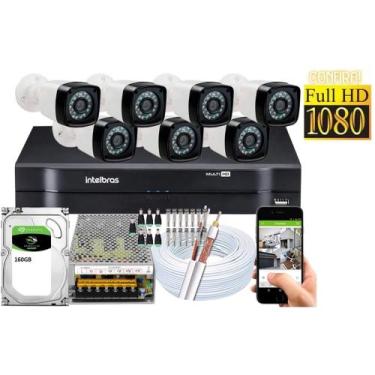 Imagem de Kit 7 Cameras Segurança 1080 Full Hd Dvr Intelbras 8ch mhdx Alta Resol