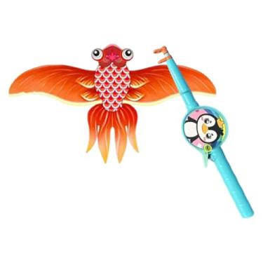 Imagem de Aymzbd Pipa de brinquedo de uma linha, pipa interativa para crianças, brinquedo voador para atividades ao ar livre em parques, acampamentos e quintais, Peixe Dourado