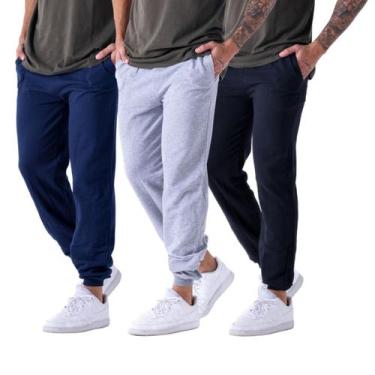 Imagem de Kit 3 Calça Moletom Punho Fit Slim Masculino Adulto - Daze Modas, GG, 