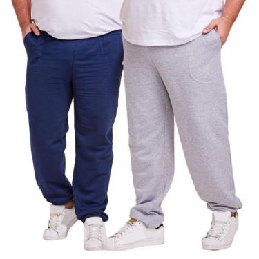 Imagem de Kit 2 Calça Moletom Punho Fit Slim Masculino Plus Size - Daze, Cinza a