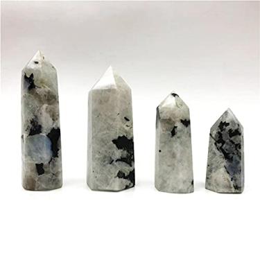 Imagem de Cristal natural áspero 1 peça pedra da lua branca natural quartzo obelisco varinha de cristal torre espécime pedras naturais e cristais pedra (tamanho: 70-80 mm)