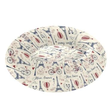 Imagem de STAYTOP Torre Eiffel e Bicicletas Cama com almofada redonda para gatos e cães, camas macias para animais de estimação, camas laváveis e calmantes para cães com fundo antiderrapante - P