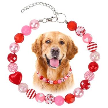 Imagem de BWOGUE Colar ajustável para o Dia dos Namorados com coleira para cães de tamanho médio e grande, acessório para aniversário e uso diário (G, 40 a 48 cm)