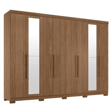 Imagem de Guarda Roupa Casal 8 Portas 4 Gavetas Master New Com Espelho E Pés Jatobá Acetinado - Santos Andirá